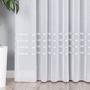 Efektná záclona s olovkom výška 330 cm biely so striebornými pásikmi