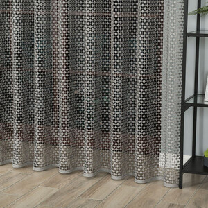 Záclona krajková sivá farba s lurexom výška 280 cm určená na závesy a obrusy